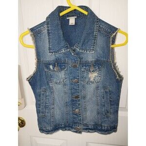 MOSSIMO SUPPLY CO Women's Destressed Blue Jean Vest Size S/P